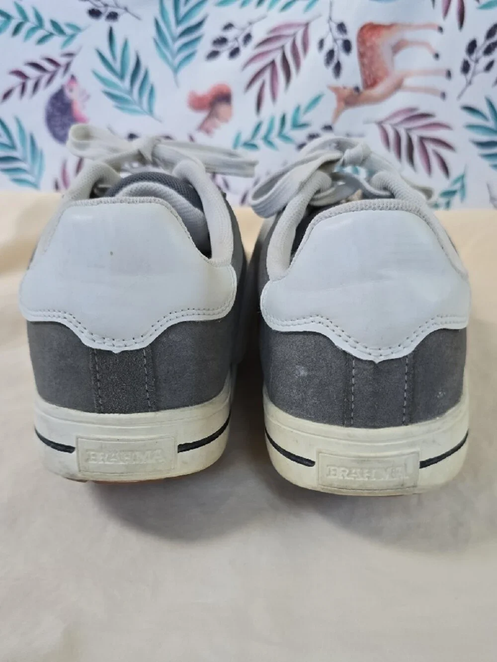 Mens Size 10 Brahma Gray and White Men's Sneakers